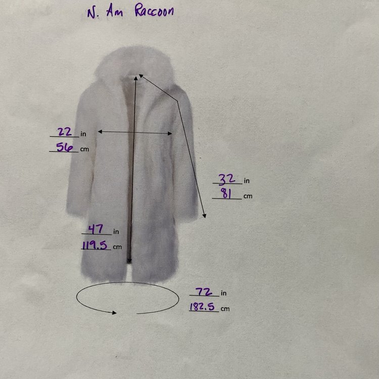 Jerome Walk Jr North American Raccoon Long Coat, Size S