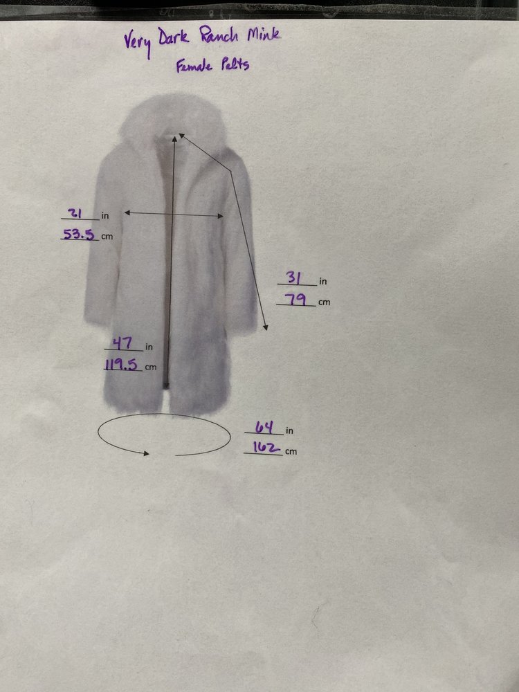 Truesdell Very Dark Ranch Mink Coat w/Female Pelts, Size S