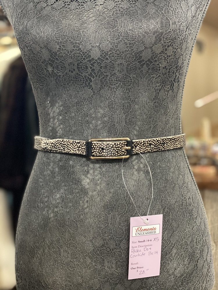 Cole Haan Polka Dot Cowhide Belt, Size XS