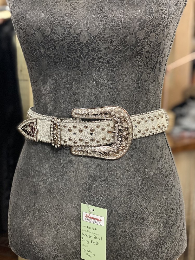 Blazin Roxx White Studded Floral Belt