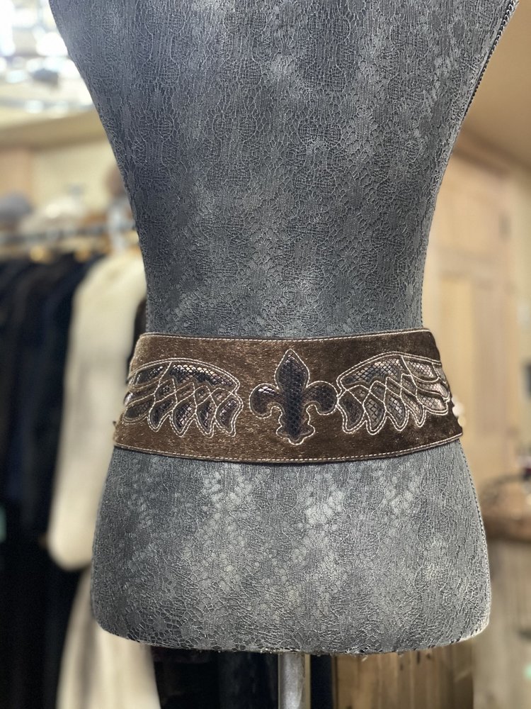 Big Leather Rhinestone Belt, Size S/M