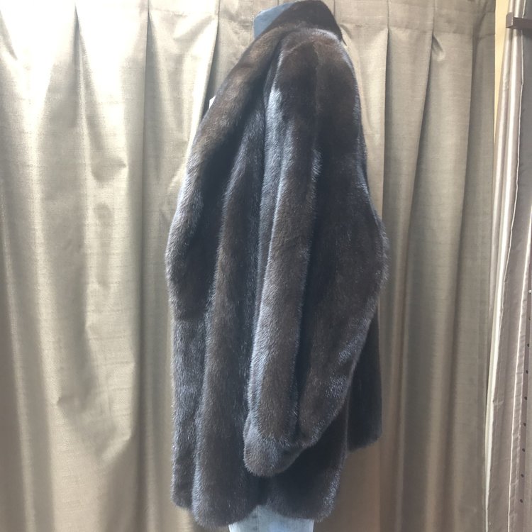 Dark Ranch Mink Jacket w/Banded Cuffs, Size XL