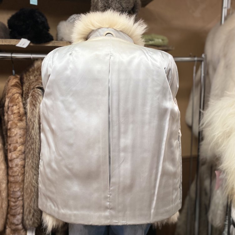 Strong Shoulder Blue Fox Jacket, Size S