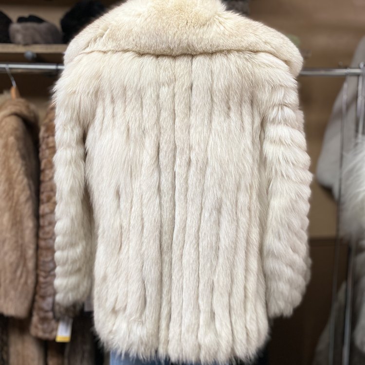 Saga Fox Blue Fox Jacket with Statement Collar, Size S