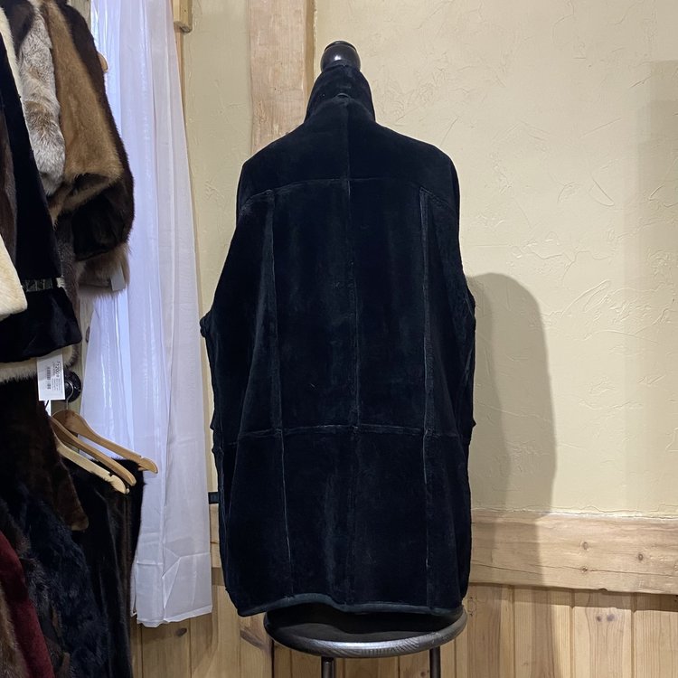 Paulo Negrato Black Shearling Coat, Size XL