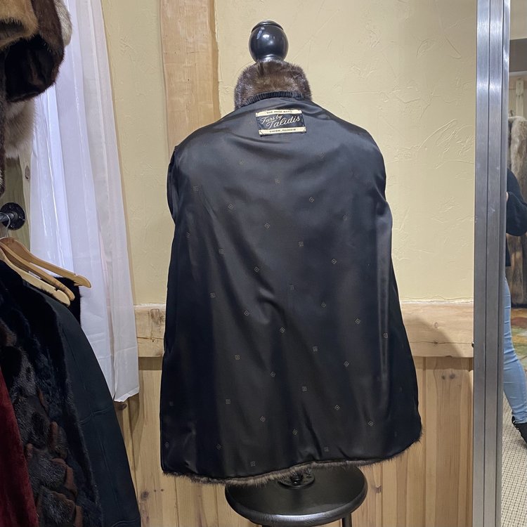 Furs by Talidis Dark Ranch Mink Coat w/ Thick Banded Cuff, Size M