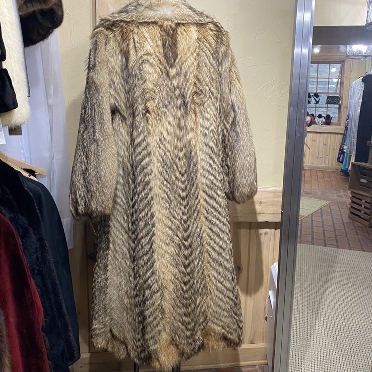 Feathered Coyote Full Length Coat, Size L
