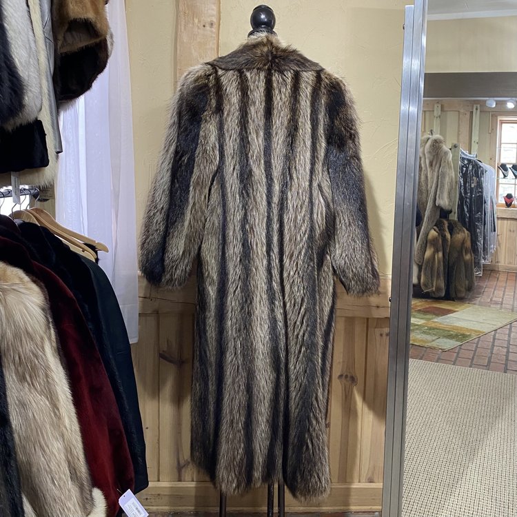 Made in Canada Raccoon Full Length Coat, Size L