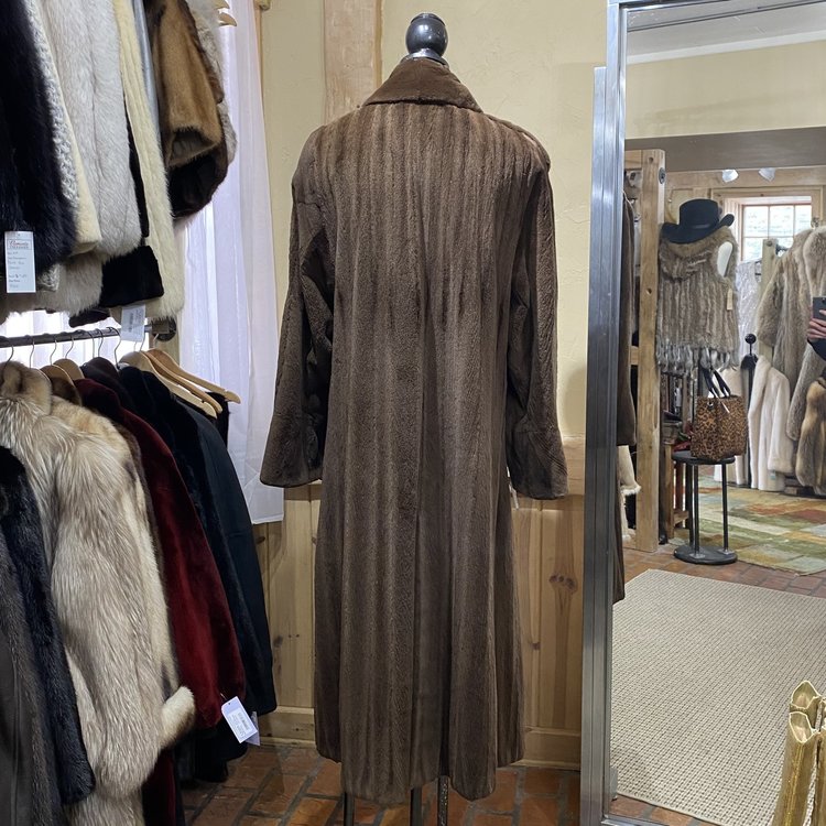 Made in Canada Sheared Ranch Mink Trench Style Coat, Size L