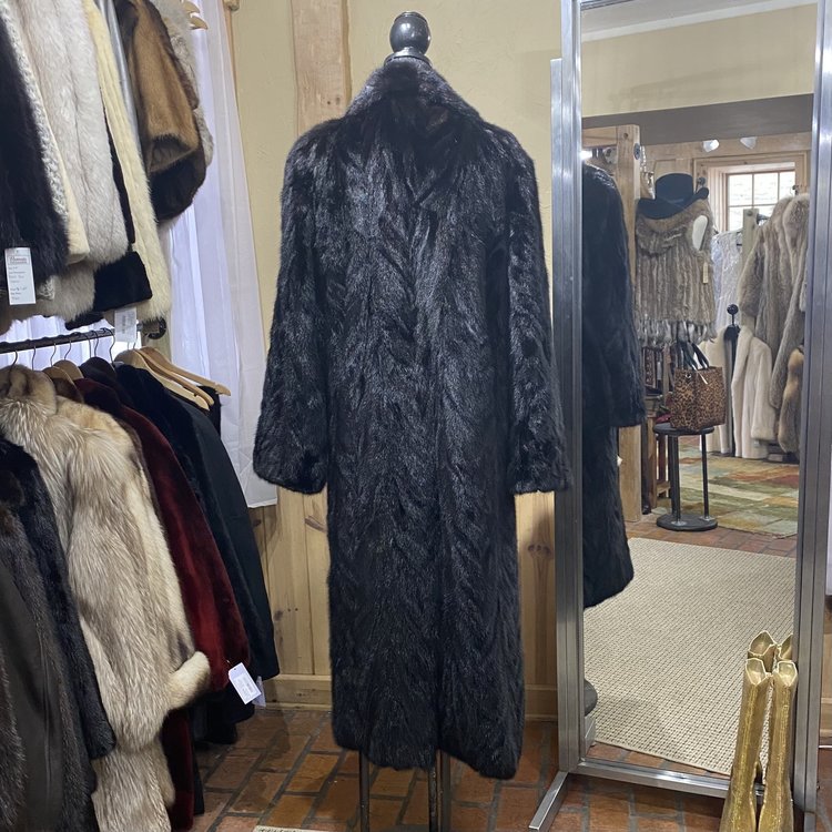 Black Mink Full Length Coat, Size L