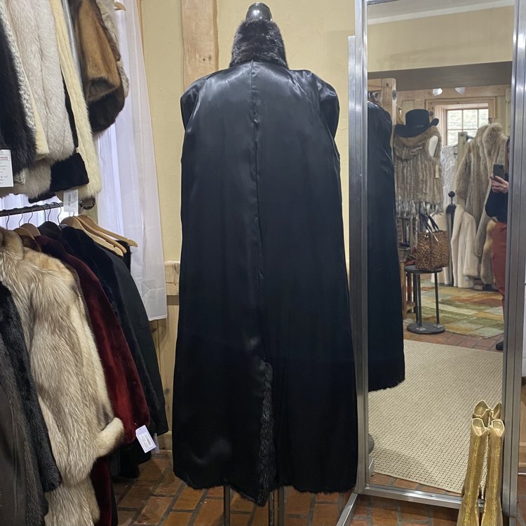 Black Mink Full Length Coat, Size L
