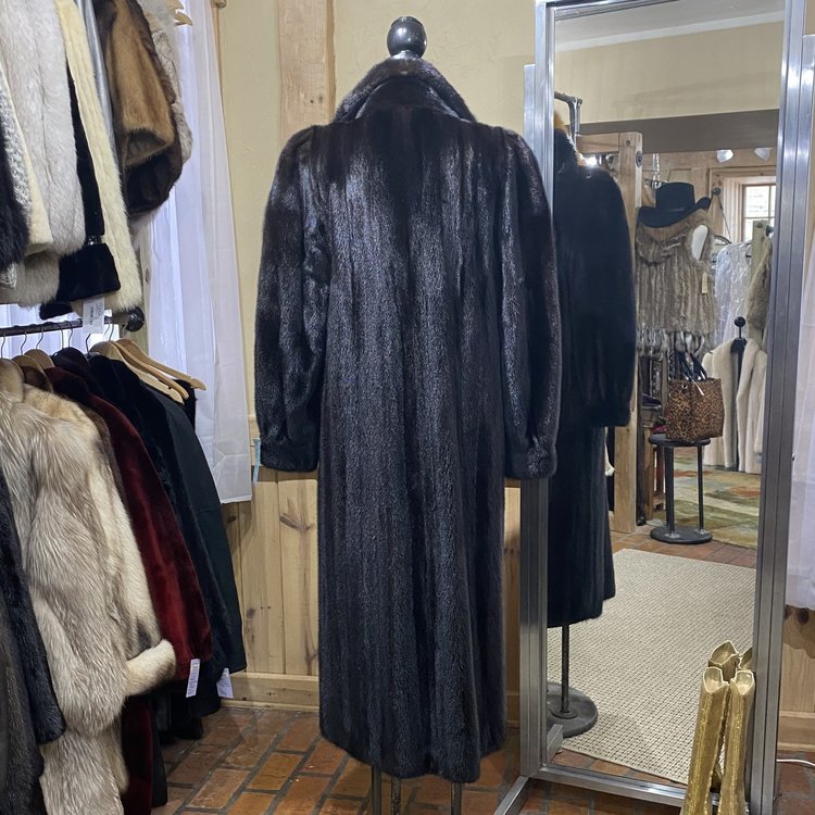 Dark Ranch Mink Full Length Coat, Size S/M
