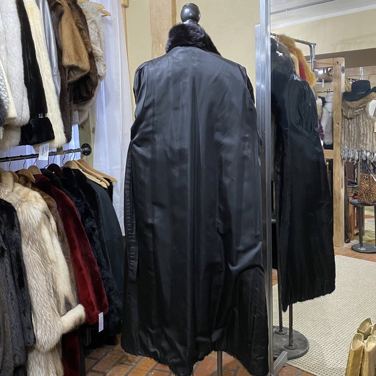 Black Female Pelts Mink Full Length Coat, Size XL