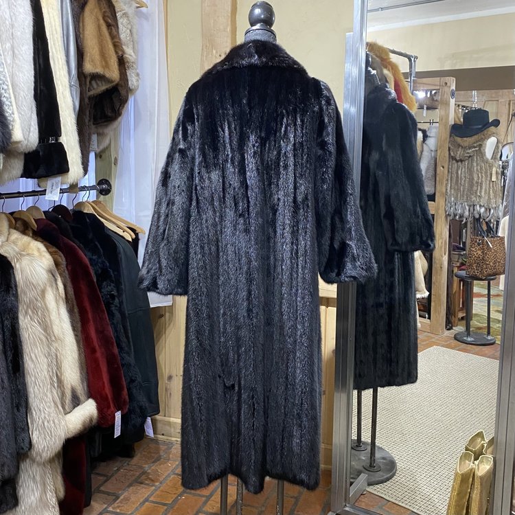 Black Female Pelts Mink Full Length Coat, Size XL