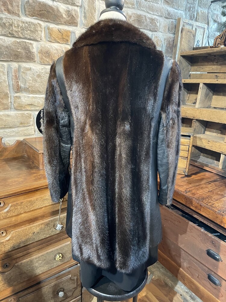 Dark Ranch Mink and Leather Jacket, Size M