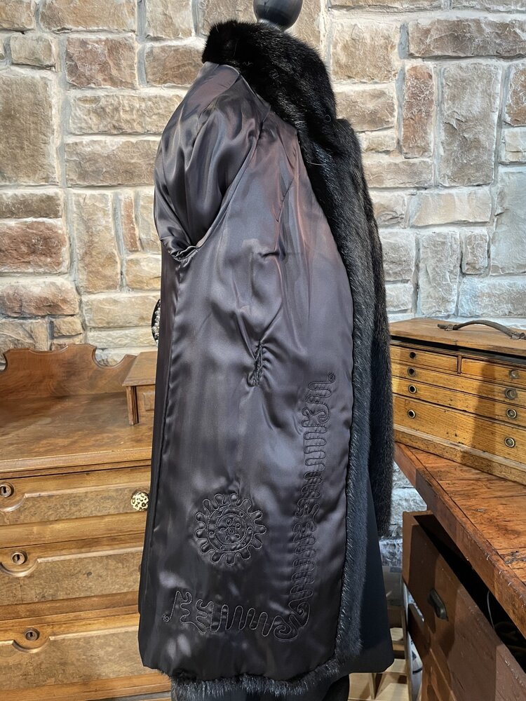 Black Mink Jacket with Notched Lapel, size M