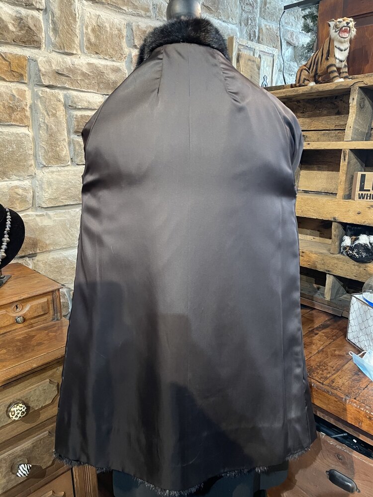 Black Mink Jacket with Notched Lapel, size M