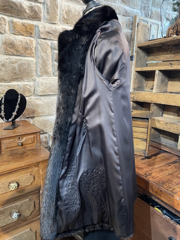 Black Mink Jacket with Notched Lapel, size M