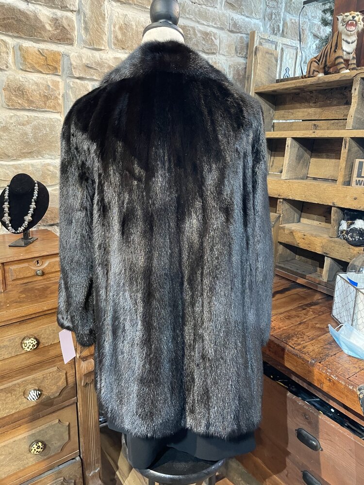 Black Mink Jacket with Notched Lapel, size M