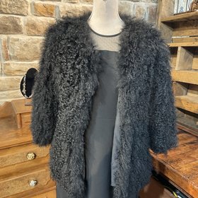 Black Mongolian Lamb Jacket, Size S