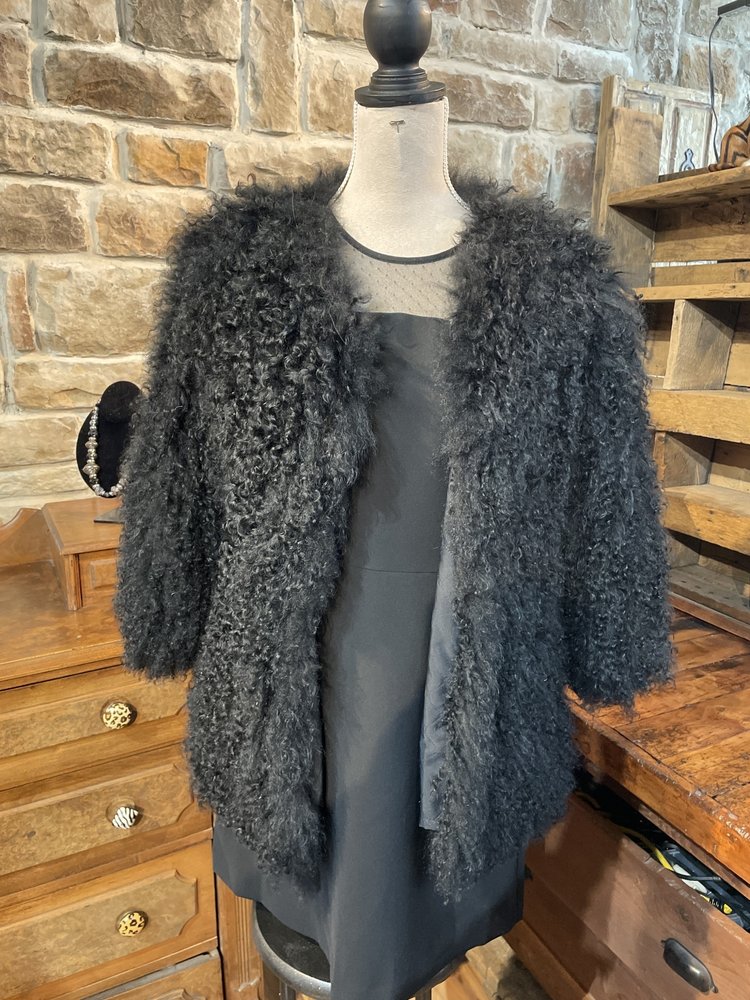 Black Mongolian Lamb Jacket, Size S