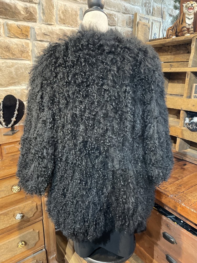 Black Mongolian Lamb Jacket, Size S