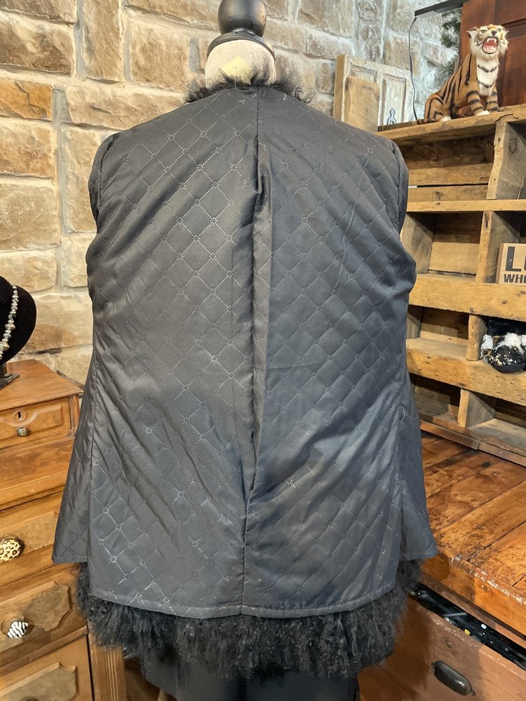 Black Mongolian Lamb Jacket, Size S