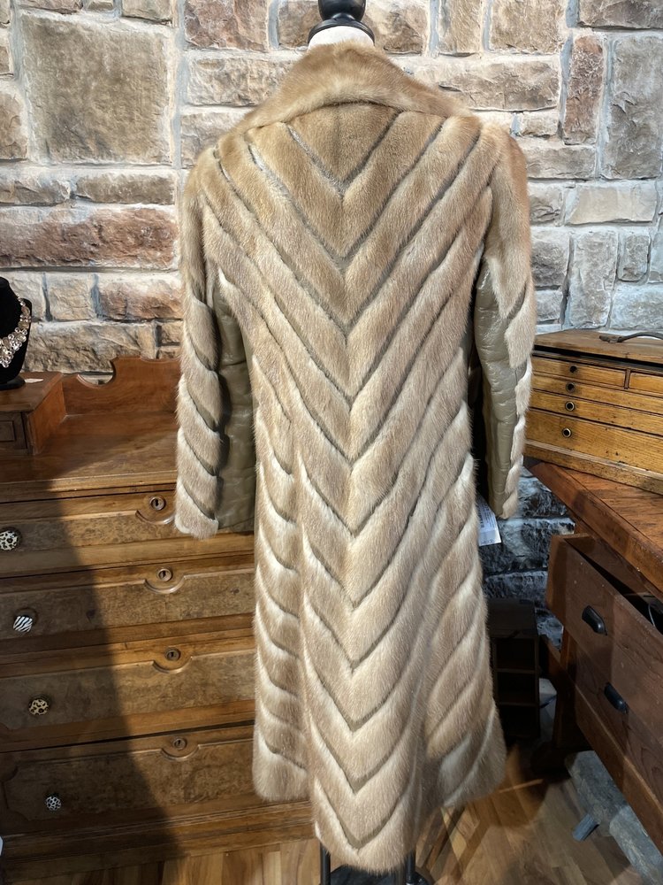 Autumn Haze Mink Coat with Leather Belt, Size M