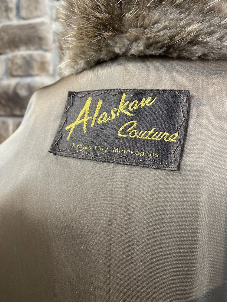 Natural Full Length Beaver Coat w/ Notched Collar, Size M