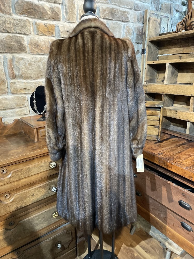 Dark Ranch Mink Coat w/ Banded Cuffs, Size M