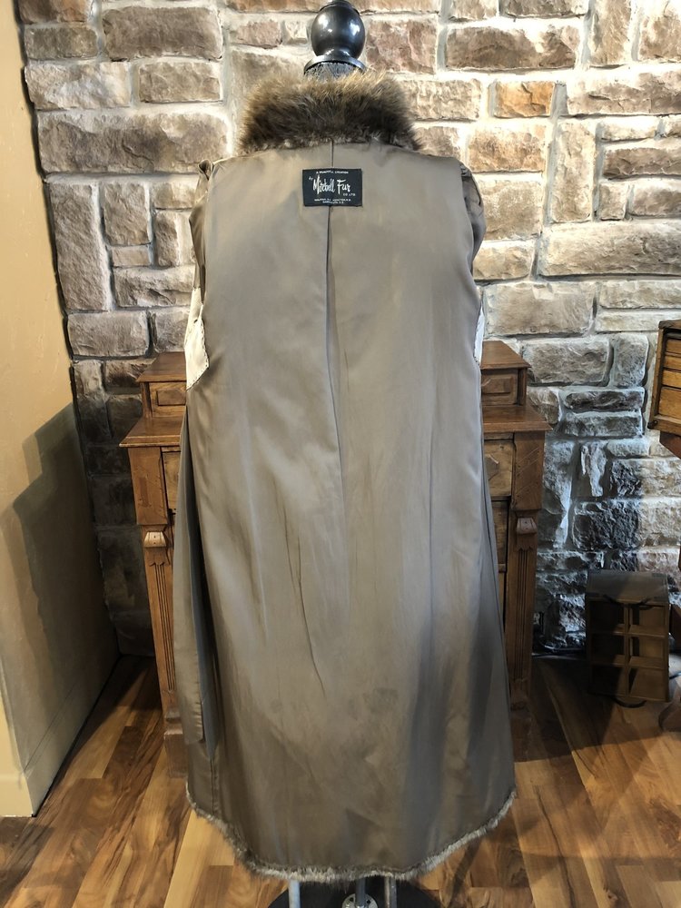Dark Brown Beaver Full Length Coat, Size M