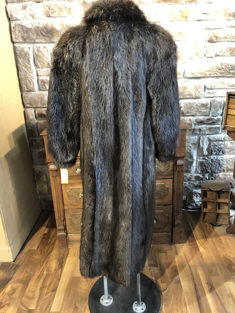 Natural Brown Beaver Coat, Size M