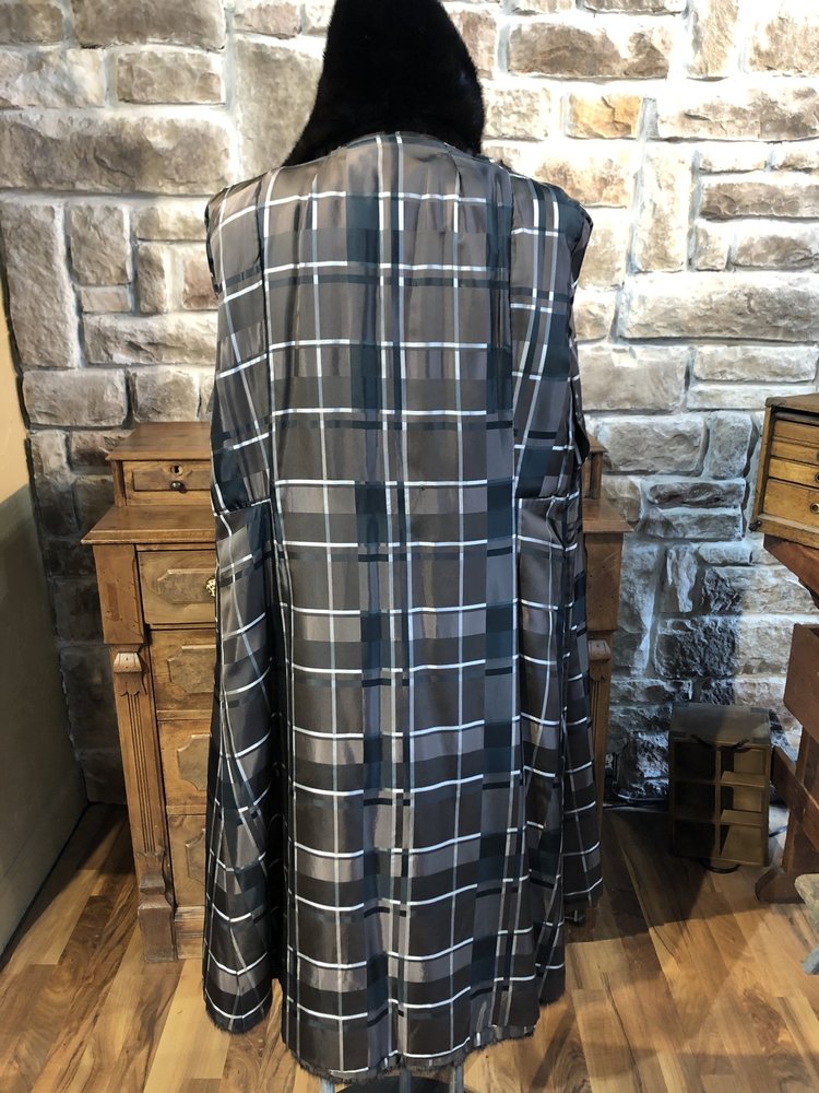 Dark Ranch Mink Sections Long Coat, Size M