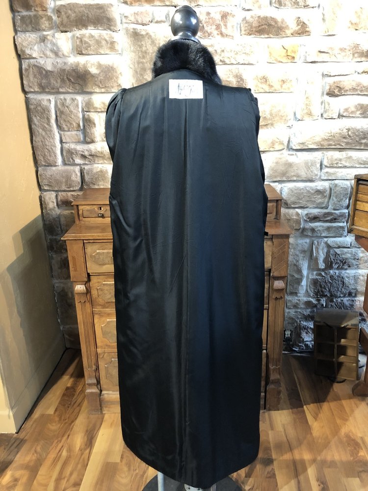 Black Dyed Ranch Mink Full Length Coat, Size M