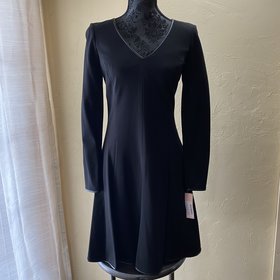 Ralph Lauren Black Ponte Open Back Dress, Size 6