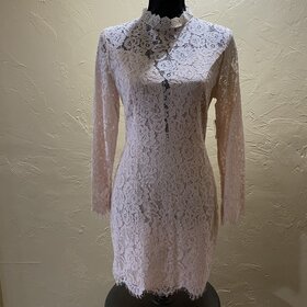 Aqua Blush Lace Dress With Keyhole Back, Size M