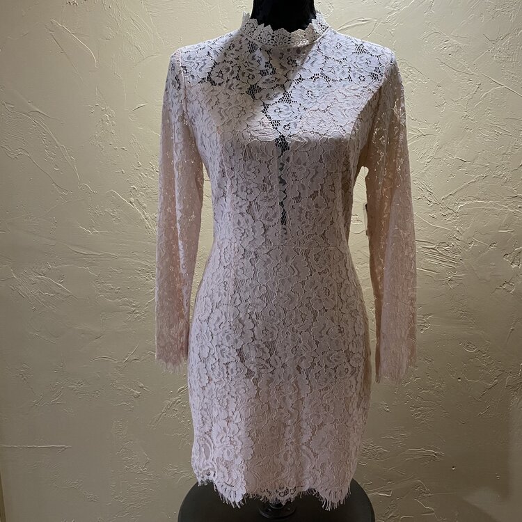Aqua Blush Lace Dress With Keyhole Back, Size M