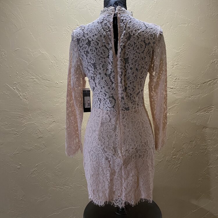 Aqua Blush Lace Dress With Keyhole Back, Size M