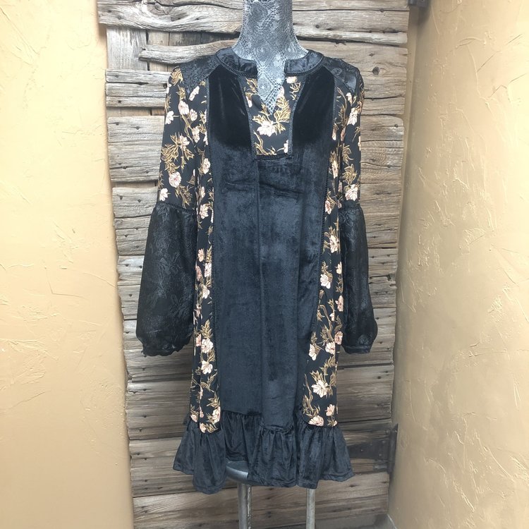 POL Velvet and Floral Dress,