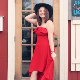 Red Hi-Low Strapless Dress