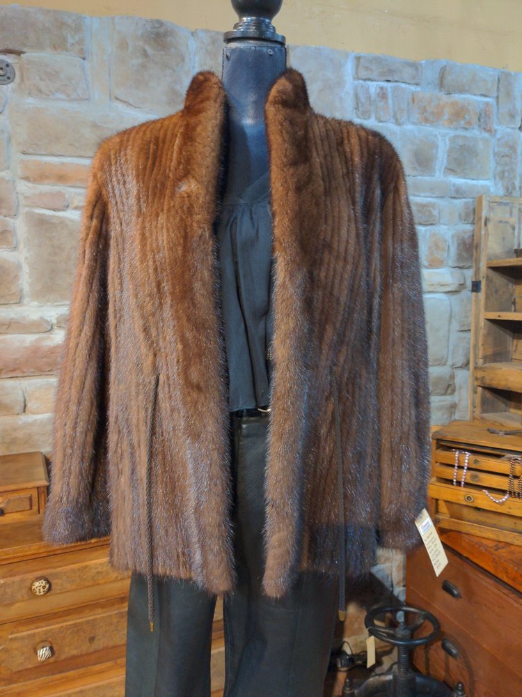 Marshall Field & Co. Corded Dark Ranch Mink Coat, Size M