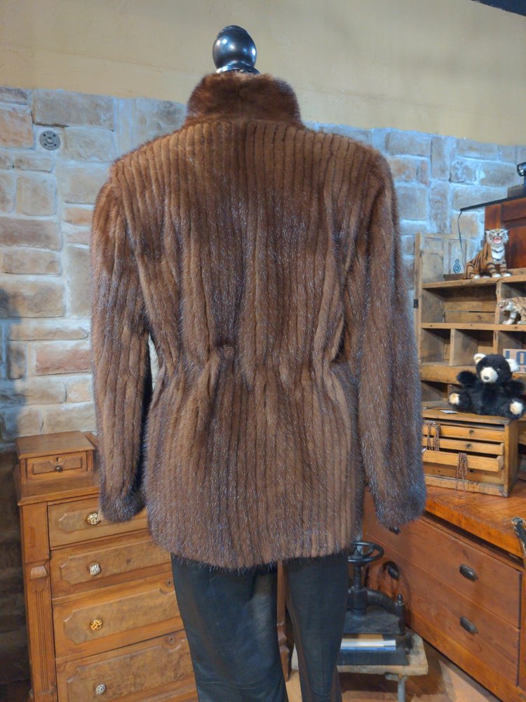 Marshall Field & Co. Corded Dark Ranch Mink Coat, Size M