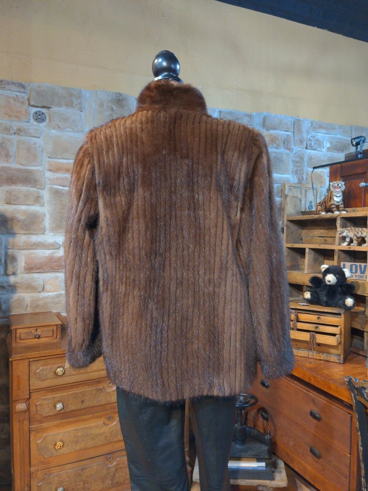 Marshall Field & Co. Corded Dark Ranch Mink Coat, Size M