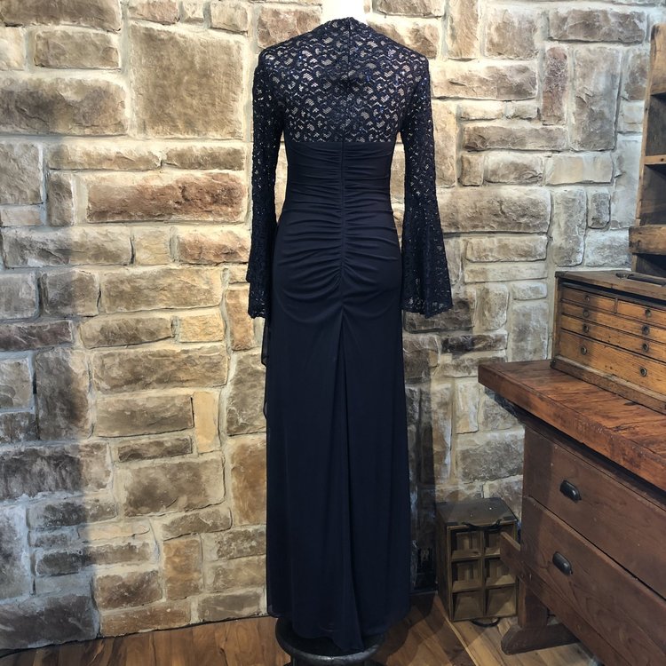 Xscape Navy Bell Sleeve Gown