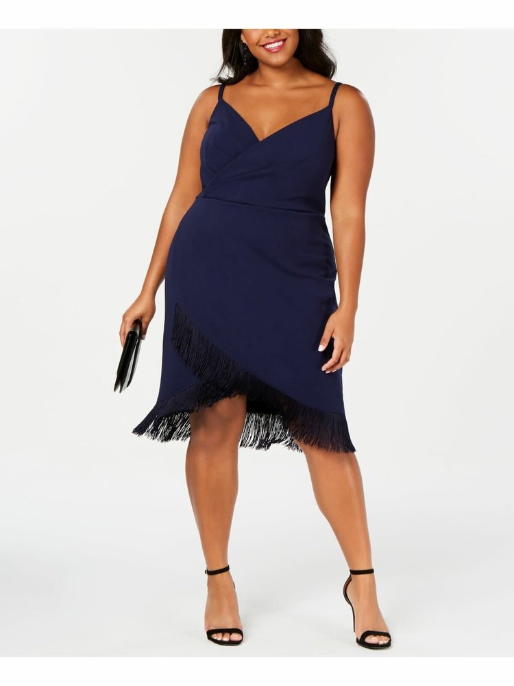 Betsey Johnson Navy Blue Fringe Wrap Dress, Size 20W