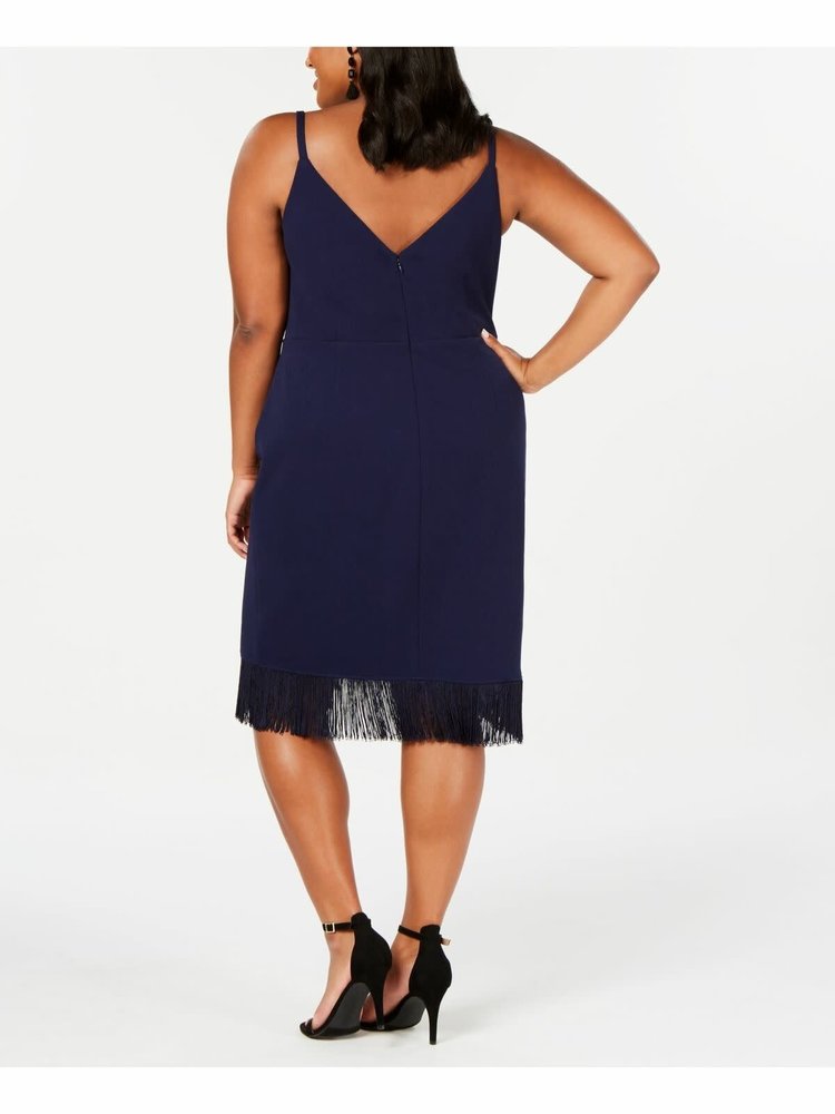 Betsey Johnson Navy Blue Fringe Wrap Dress, Size 20W
