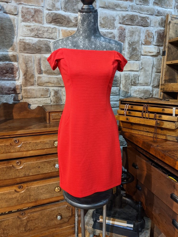 Teeze Me Red Off-Shoulder Sheath Dress, Size 11/12