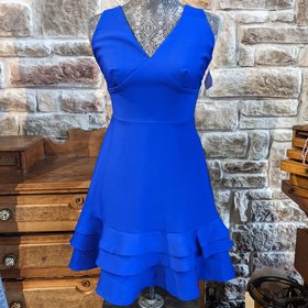 Teeze Me Cobalt Blue V-Neck Dress