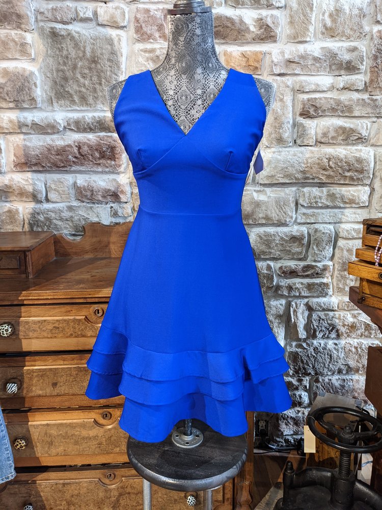 Teeze Me Cobalt Blue V-Neck Dress