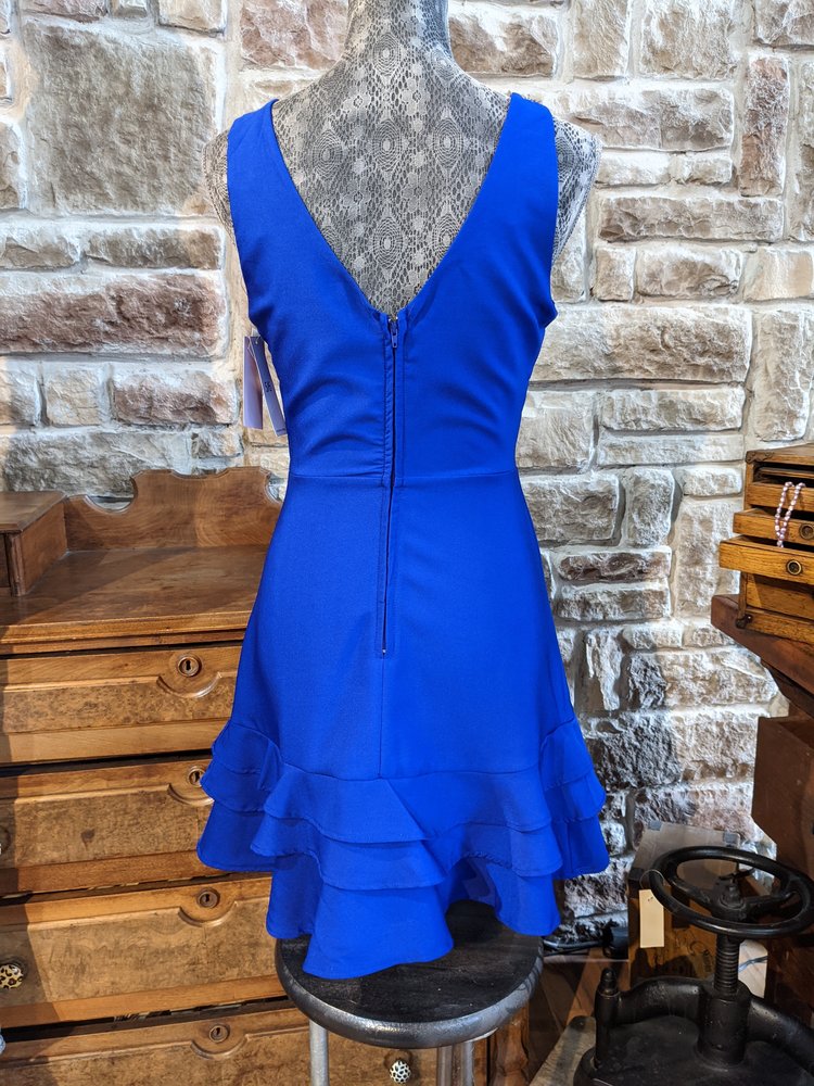 Teeze Me Cobalt Blue V-Neck Dress